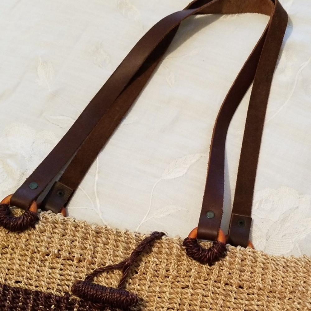 heavy weight rope tote (leather handles) - Picture 2 of 3
